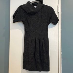 Loft Charcoal Grey Wool Cowl Neck Sweater Dress Size Small